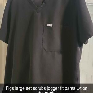 Figs Black V-Neck Scrub Top and Jogger Pants